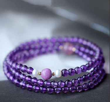 Natural Brazilian AMETHYST & CHAROITE SOOTHING, & CALMING Multi layer Bracelet